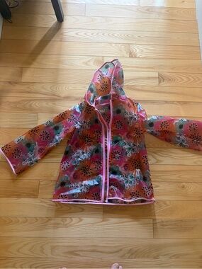 BearPaw Floral Clear Pink Trim Raincoat